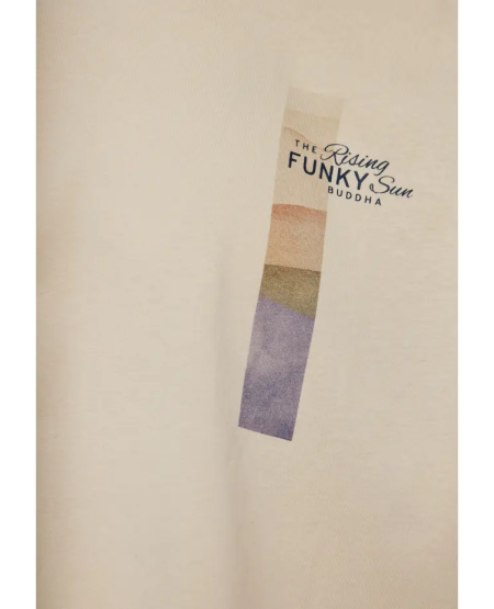 FUNKY BUDDHA Relaxed fit t-shirt με vintage photographic τύπωμα FBM011-330-04 SUGAR