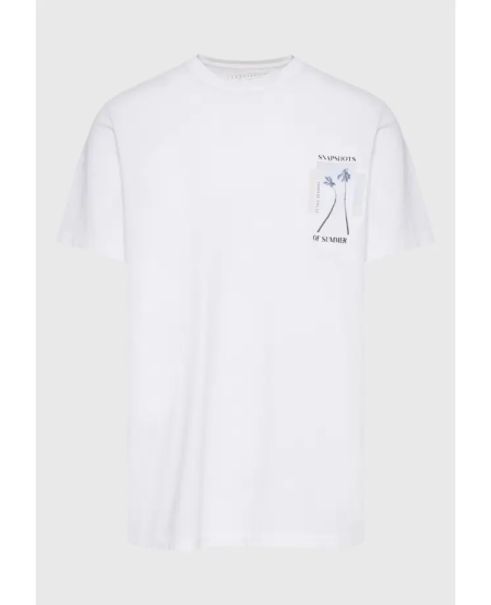 FUNKY BUDDHA  T-shirt with photographic print on the back FBM011-329-04 WHITE