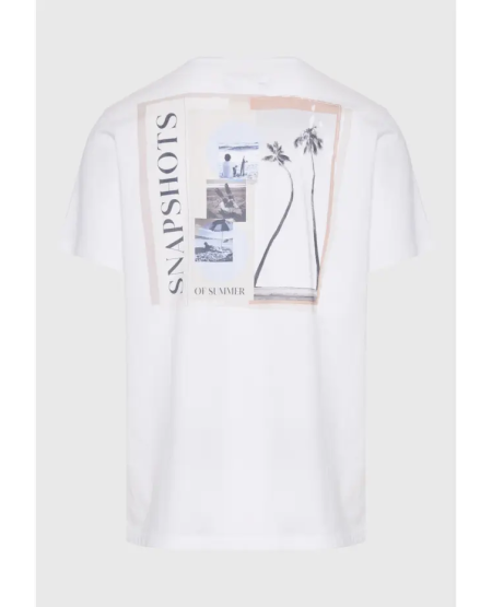 FUNKY BUDDHA  T-shirt with photographic print on the back FBM011-329-04 WHITE