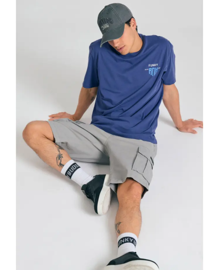 FUNKY BUDDHA Ανδρική cargo βερμούδα - The essentials FBM011-002-03 ELEPHANT