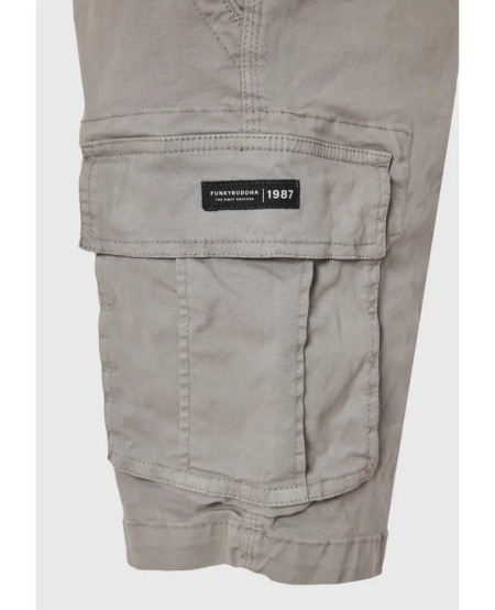 FUNKY BUDDHA Ανδρική cargo βερμούδα - The essentials FBM011-002-03 ELEPHANT