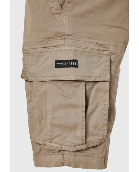 FUNKY BUDDHA Men's cargo shorts - The essentials FBM011-002-03 GREIGE