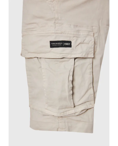 FUNKY BUDDHA Men's cargo shorts - The essentials FBM011-002-03 MIST GREY