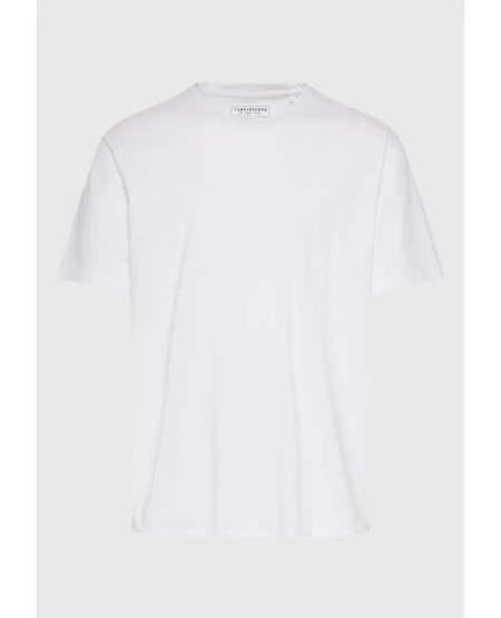FUNKY BUDDHA Relaxed fit t-shirt με raw edges FBM011-009-04 WHITE