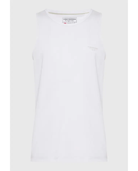 FUNKY BUDDHA Ανδρικό tank top με logo στο στήθος FBM011-003-04 WHITE