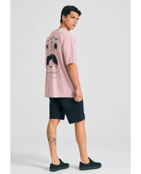 FUNKY BUDDHA Oversized t-shirt με γραφικό τύπωμα στην πλάτη FBM011-314-04 LILAC