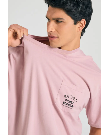 FUNKY BUDDHA Oversized t-shirt με γραφικό τύπωμα στην πλάτη FBM011-314-04 LILAC