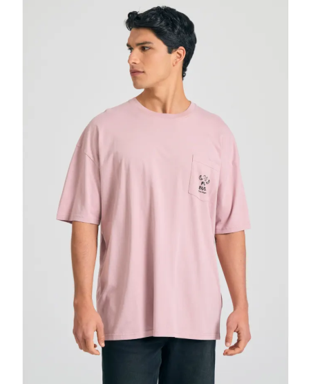 FUNKY BUDDHA Oversized t-shirt με γραφικό τύπωμα στην πλάτη FBM011-314-04 LILAC