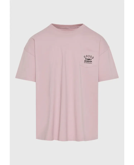 FUNKY BUDDHA Oversized t-shirt με γραφικό τύπωμα στην πλάτη FBM011-314-04 LILAC