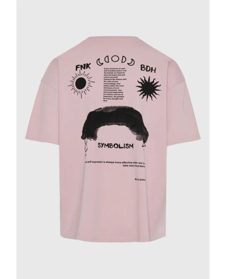 FUNKY BUDDHA Oversized t-shirt με γραφικό τύπωμα στην πλάτη FBM011-314-04 LILAC