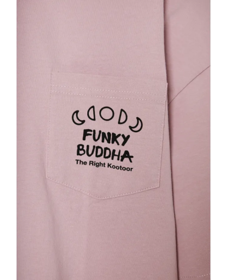 FUNKY BUDDHA Oversized t-shirt με γραφικό τύπωμα στην πλάτη FBM011-314-04 LILAC