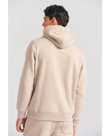 FUNKY BUDDHA Μονόχρωμο φούτερ με κουκούλα - The essentials FBM012-002-06 GREIGE
