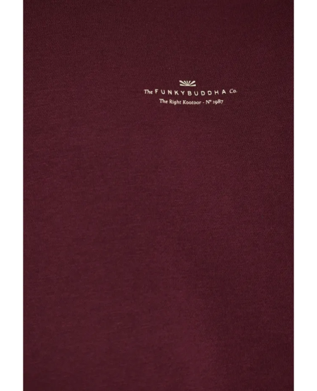 FUNKY BUDDHA Μονόχρωμο φούτερ με κουκούλα - The essentials FBM012-002-06 MERLOT