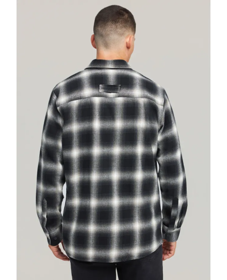 FUNKY BUDDHA Men's plaid shirt with chest pocket FBM012-035-05 BLACK