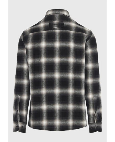 FUNKY BUDDHA Men's plaid shirt with chest pocket FBM012-035-05 BLACK
