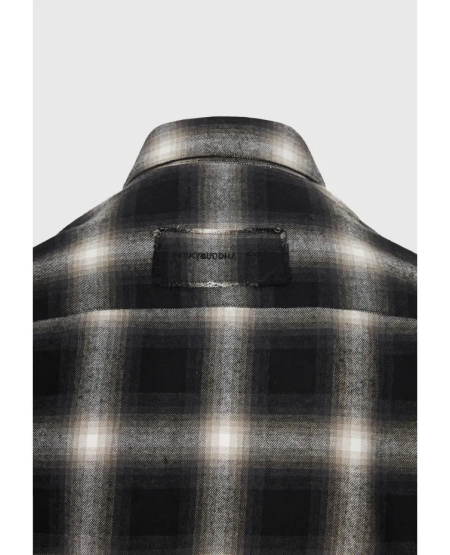 FUNKY BUDDHA Men's plaid shirt with chest pocket FBM012-035-05 BLACK