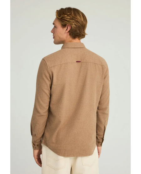 FUNKY BUDDHA Ανδρικό oxford πουκάμισο με button-down γιακά - The Essentials FBM012-046-05 CIGAR MEL FW25/26