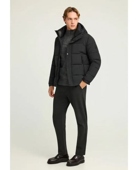FUNKY BUDDHA Ανδρικό puffer μπουφάν με κουκούλα FBM012-031-01 BLACK FW25/26
