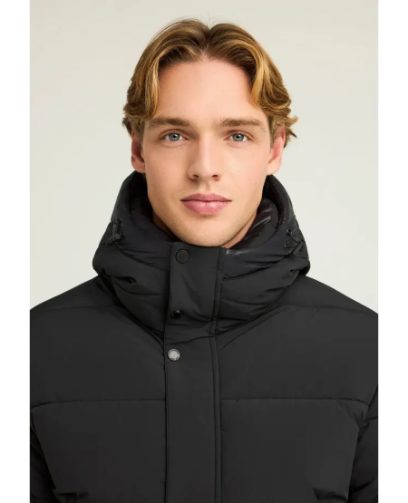 FUNKY BUDDHA Ανδρικό puffer μπουφάν με κουκούλα FBM012-031-01 BLACK FW25/26