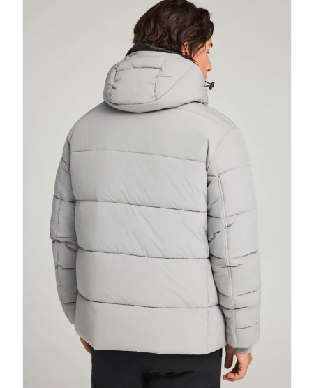 FUNKY BUDDHA Ανδρικό puffer μπουφάν με κουκούλα FBM012-031-01 GREY FW25/26