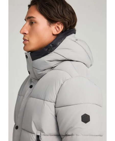 FUNKY BUDDHA Ανδρικό puffer μπουφάν με κουκούλα FBM012-031-01 GREY FW25/26