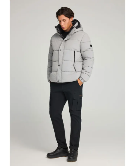 FUNKY BUDDHA Ανδρικό puffer μπουφάν με κουκούλα FBM012-031-01 GREY FW25/26
