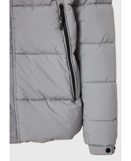 FUNKY BUDDHA Ανδρικό puffer μπουφάν με κουκούλα FBM012-031-01 GREY FW25/26
