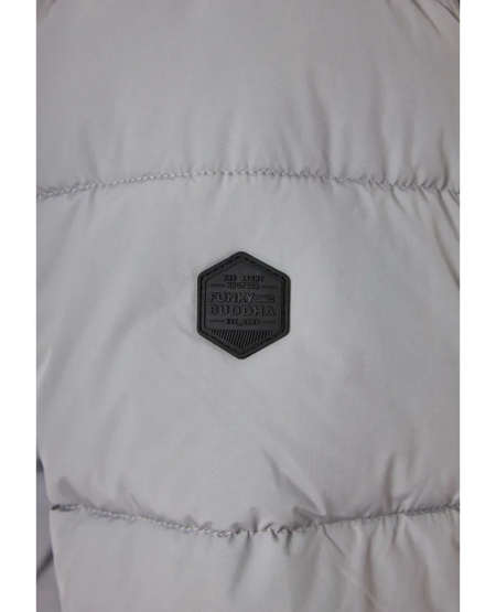 FUNKY BUDDHA Ανδρικό puffer μπουφάν με κουκούλα FBM012-031-01 GREY FW25/26