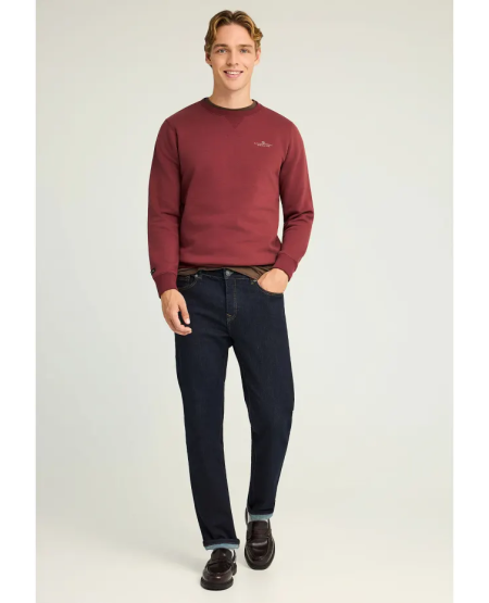 FUNKY BUDDHA Ανδρικό φούτερ με τυπωμένο logo - The essentials FBM012-003-06 MAROON FW25/26