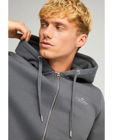 FUNKY BUDDHA Ανδρική φούτερ ζακέτα με κουκούλα- The essentials FBM012-001-06 DK GREY FW25/26