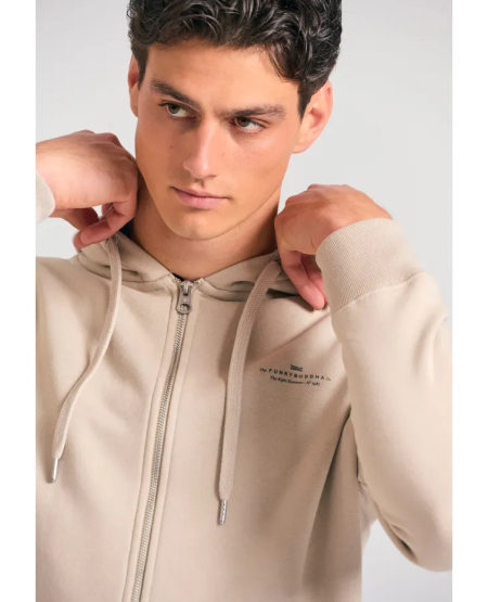 FUNKY BUDDHA Ανδρική φούτερ ζακέτα με κουκούλα- The essentials FBM012-001-06 GREIGE FW25/26