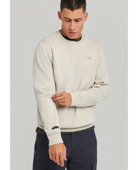 FUNKY BUDDHA Ανδρική φούτερ ζακέτα με κουκούλα- The essentials FBM012-001-06 GREIGE FW25/26