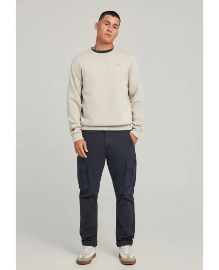 FUNKY BUDDHA Ανδρική φούτερ ζακέτα με κουκούλα- The essentials FBM012-001-06 GREIGE FW25/26