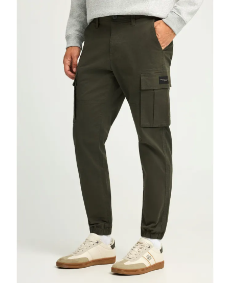 FUNKY BUDDHA Ανδρικό regular fit cargo παντελόνι με cuffed τελείωμα FBM012-030-02 FOREST NIGHT