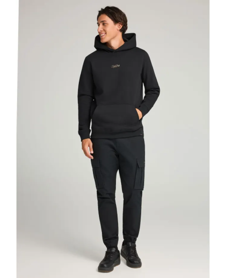 FUNKY BUDDHA Ανδρικό regular fit cargo παντελόνι με cuffed τελείωμα FBM012-030-02 BLACK