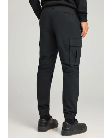 FUNKY BUDDHA Ανδρικό regular fit cargo παντελόνι με cuffed τελείωμα FBM012-030-02 BLACK