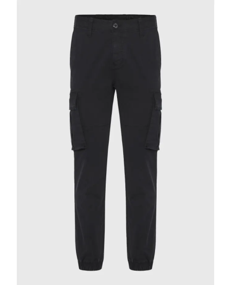 FUNKY BUDDHA Ανδρικό regular fit cargo παντελόνι με cuffed τελείωμα FBM012-030-02 BLACK
