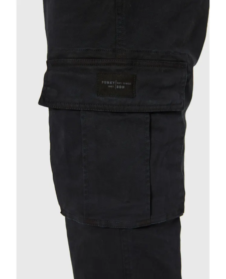 FUNKY BUDDHA Ανδρικό regular fit cargo παντελόνι με cuffed τελείωμα FBM012-030-02 BLACK