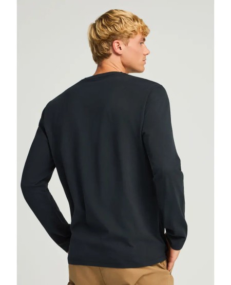 FUNKY BUDDHA Μακρυμάνικη μπλούζα με branded τύπωμα FBM012-003-07 BLACK FW25/26