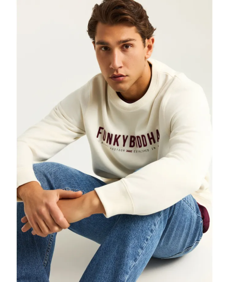 FUNKY BUDDHA Straight fit τζιν παντελόνι με washed effects FBM012-080-02 MD BLUE FW25/26
