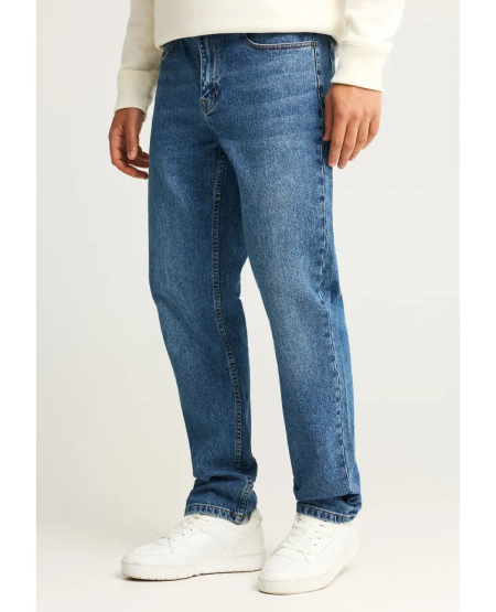 FUNKY BUDDHA Straight fit τζιν παντελόνι με washed effects FBM012-080-02 MD BLUE FW25/26