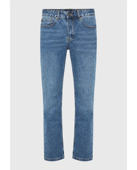 FUNKY BUDDHA Straight fit τζιν παντελόνι με washed effects FBM012-080-02 MD BLUE FW25/26