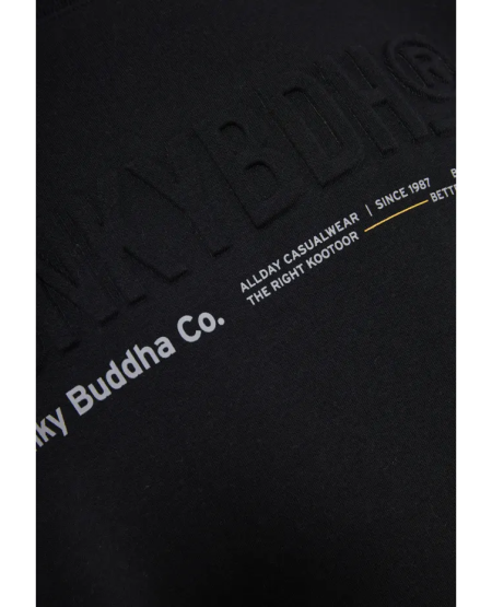 FUNKY BUDDHA Men's crewneck sweatshirt with printed logo FBM012-008-06 BLACK