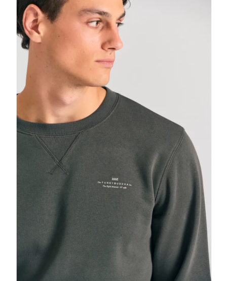 FUNKY BUDDHA Ανδρικό φούτερ με τυπωμένο logo - The essentials FBM012-003-06 FOREST NIGHTFW25/26