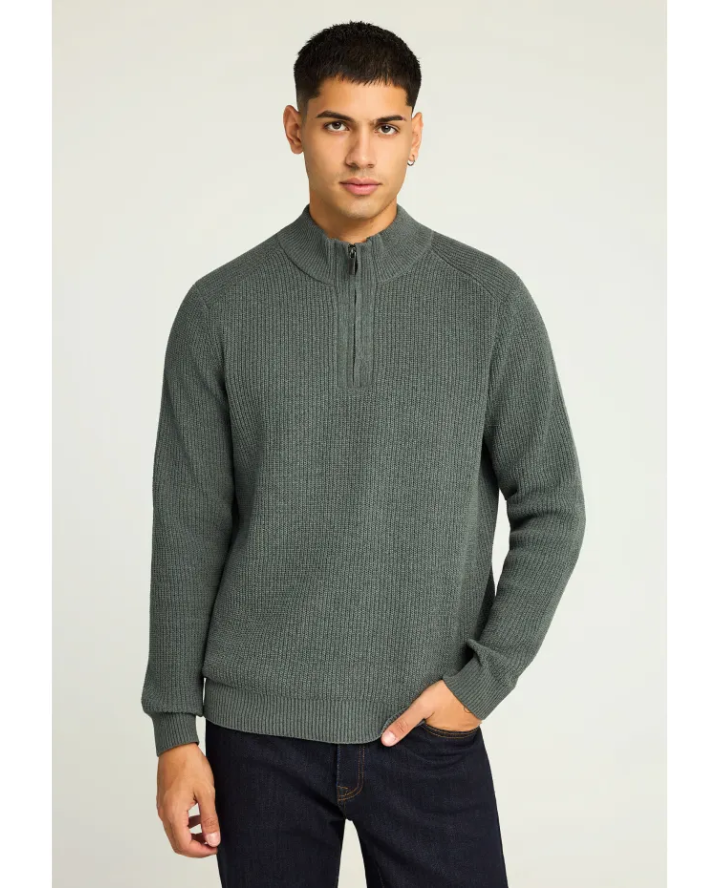 FUNKY BUDDHA Ανδρικό half-zip πλεκτό...