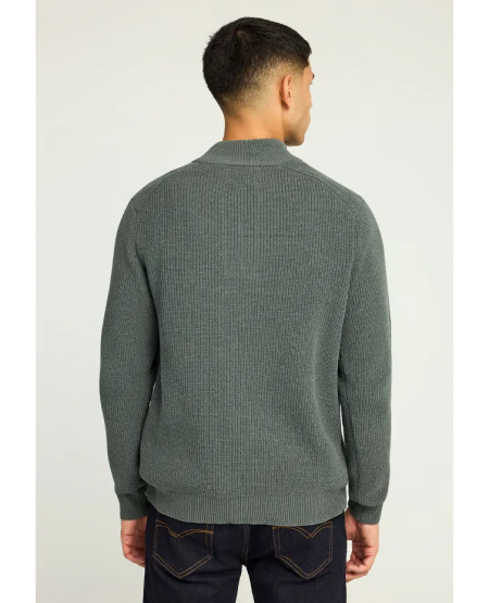 FUNKY BUDDHA Ανδρικό half-zip πλεκτό πουλόβερ FBM012-052-09 CEMENT FW25/26