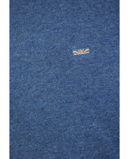 FUNKY BUDDHA Ανδρικό βαμβακερό πουλόβερ - The essentials FBM012-001-09 INDIGO MEL