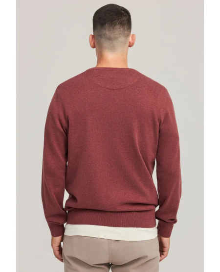 FUNKY BUDDHA Ανδρικό βαμβακερό πουλόβερ - The essentials FBM012-001-09 HENNA BROWN MEL