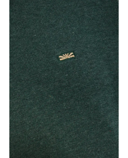 FUNKY BUDDHA Ανδρικό βαμβακερό πουλόβερ - The essentials FBM012-001-09 PINE GREEN MEL