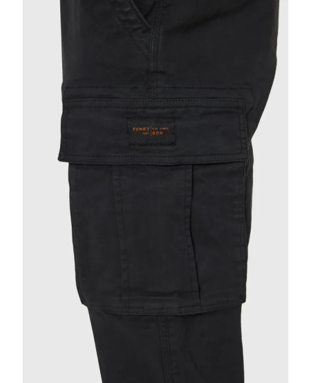 FUNKY BUDDHA Ανδρικό comfort cargo παντελόνι - The essentials FBM012-002-02 BLACK FW25/26